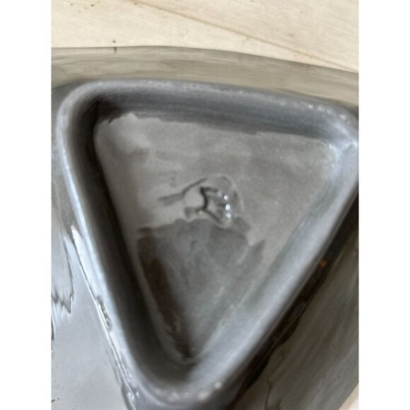 Triangular Gray Ceramic Dish Bowl Abstract Images Marked - Picture 6 of 11